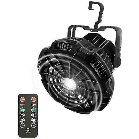 Ventilateur de tente portable Cam avec LED, 5200 mAh, télécommande, rotation à 180°, idéal pour les pique-niques. (1/5)
