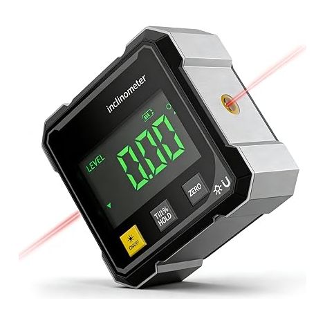 4 Sided Magnetic Digital Inclinometer with Laser, Inclinometer, Electronic Level, Digital Protractor, Measuring Tool for Woodworking, Machinery & DIY Projects (1/5)