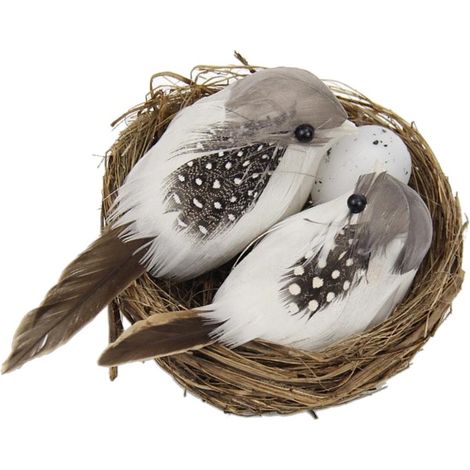 Haye Artificielle Oiseau Oiseau Oiseau Oiseaux De Mousse Et Oeuf D'oiseaux Pour La Décoration De L'arbre Domestique (1/5)