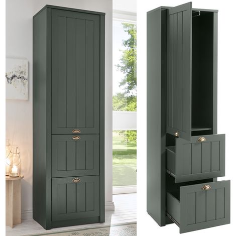 Garderobenschrank im Landhausstil ATHEN-61, geräumig & in edlem grün - B/H/T: 60/204/43 cm (1/5)