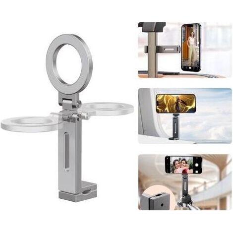 Support de téléphone magnétique d’avion, essentiels de voyage pour accessoires, support de téléphone en métal mains libres pour dossier de siège d’avion, support de téléphone (1/4)