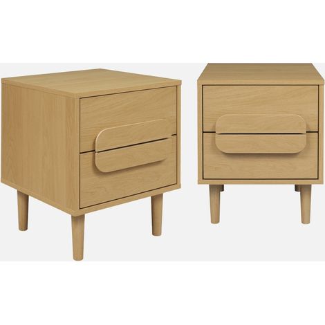 Set 2 comodini vintage effetto legno 2 cassetti (1/5)