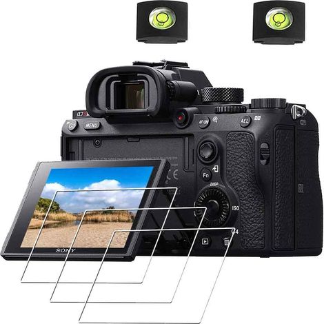 Protectores de pantalla para Sony Alpha A7R IV A7R III / A7R II / A7 III / A7 II / A77 II / A7S II / A99 II / A9 y compatibles con zapatas de conexión, cristal templado de 0,3 mm con dureza 9H - Paque