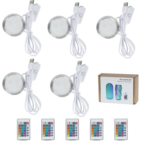 Kit de 5 lampes LED RVB 001 Multicolore RVB Comprend une pile bouton Imprimé 3D Matériel de bricolage Pièces de rechange 5 V Alimenté par USB (1/5)