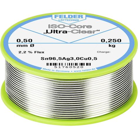 Felder ISO-Core "Ultra Clear" SAC305 Lötzinn Spule Sn96,5Ag3Cu0,5 0.250 kg 0.5 mm