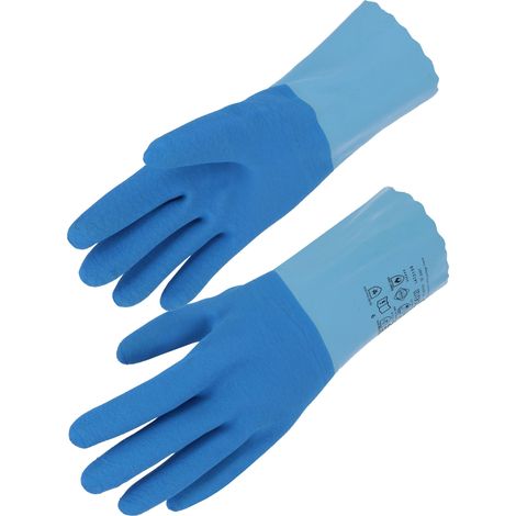 SINGER - Gant de protection chimique latex. 300 mm. Support coton cousu. - Taille 9 - LAT313009 (1/4)