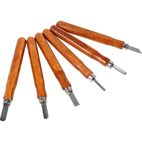 Set de 6 outils de sculpture sur bois, couteau et ciseaux mini en acier avec manche, kit DIY pour artisanat créatif. (1/5)