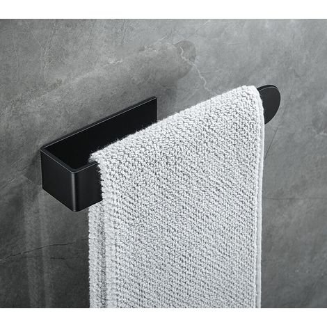 Hand Towel Holder Towel Ring Self Adhesive Towel Rail for Bathroom, Stainless Steel(small, black) (1/4)
