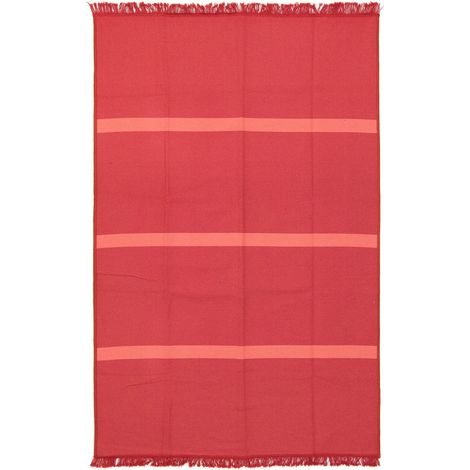 Kilim moderne Tapis Veria  - 215x140cm, Rectangular - 100% Coton - Tissé - Rouge