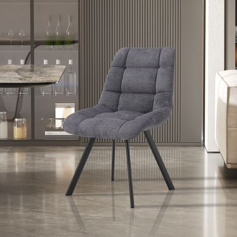 Chaise de salle à manger en tissu gris anthracite ZELIE (lot de 2) (1/5)