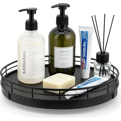 Lazy Susan Plateau tournant rond en bois rotatif à 360° pour salle de bain, cuisine, armoire cosmétique (1/5)