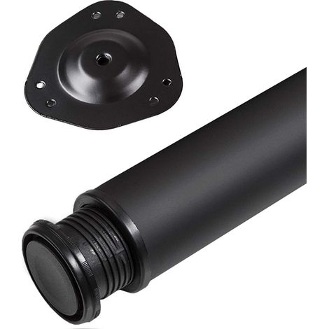 SO-TECH 1 Stück Tischbein Höhe 710 mm Ø 80 mm Stahl mit schwarzer Oberfläche belastbar bis 75 kg, Schreibtischbein mit 32 mm Höhenverstellung Tischfuß (1/5)