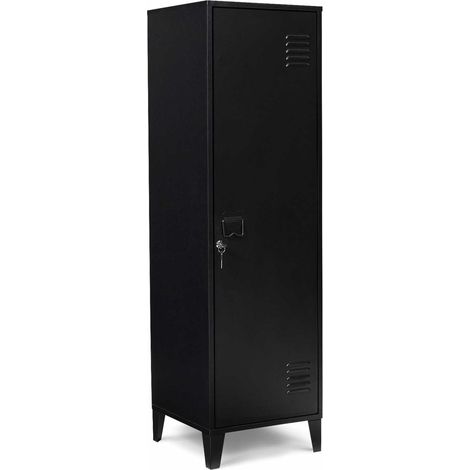 Armadietto ESTER con porta in metallo nero, design industriale
