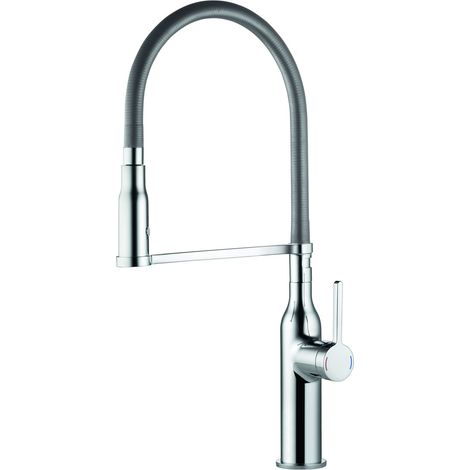 KWC Küchenarmatur Sin Highflex mit federgeführter Schlauchbrause chrom Hochdruck (1/4)