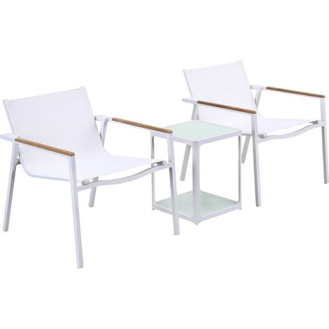 Set Tavolino e 2 Sedie da Giardino in Alluminio Kraus Raffaello Bianco (1/4)