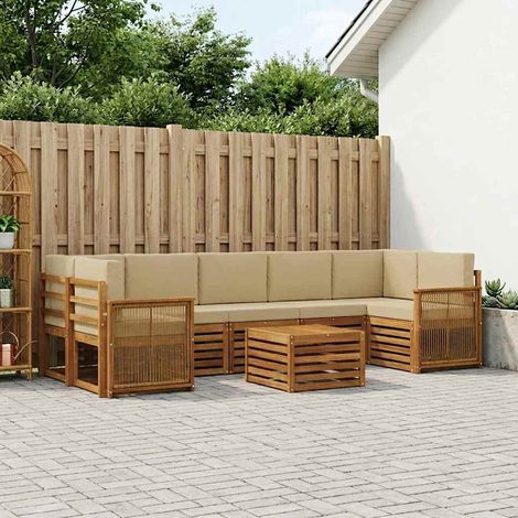 vidaXL Outdoor-Sofagarnitur 8 pcs Natur und Beige Massivholz Akazie (1/5)