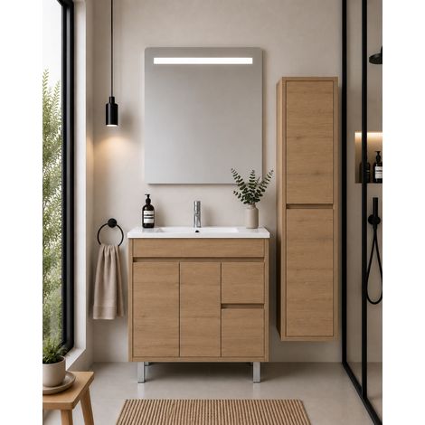 Badmöbel mit Waschbecken ORIGENBATH ISQUIA ohne Spiegel 120x45 cm 1 Becken Estepa mit Säule (1/5)