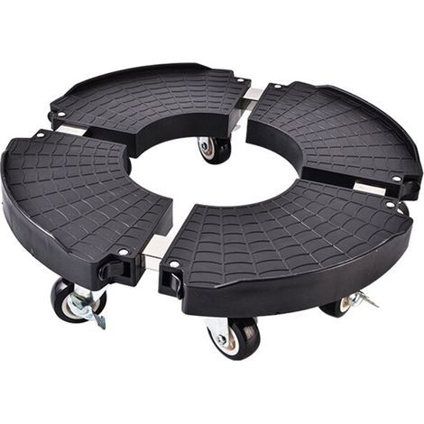 Base móvil para macetas, 8 ruedas, gran capacidad de carga, fácil de levantar, antideslizante y amortiguadora, material PP/acero inoxidable, color negro. (1/5)