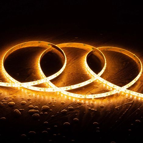 Bobina 5m Striscia LED 24V SMD 120 LED/m 10W/m 1000lm/m Larga 8mm IP65 Taglio 5cm 2200K Super Caldo (1/3)