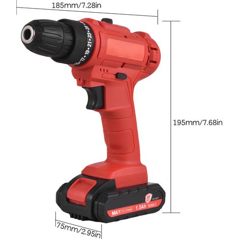 Perceuse électrique sans fil 21V, engrenage de Torsion 25 + 1, Compact, Portable, Rechargeable, pour les réparations automobiles domestiques. (1/5)
