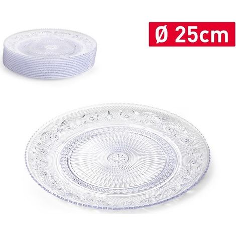 1 Piatto in Plastica Crystal Tondo Trasparente 25 cm (1/2)