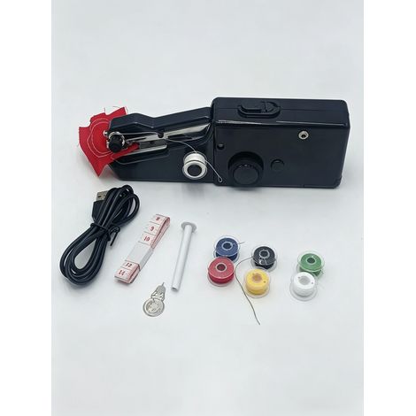 (Rouge) Machine à coudre électrique portative, adaptée aux loisirs créatifs, à la broderie à la maison et au jardin. (1/5)