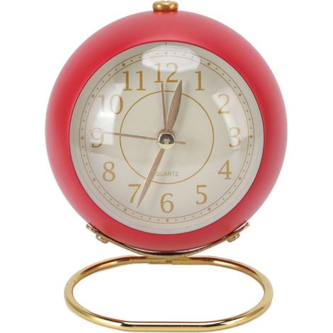Réveil rétro silencieux, décoratif, Base ronde, petit réveil à Quartz avec veilleuse d'ambiance pour chambre à coucher (1/4)