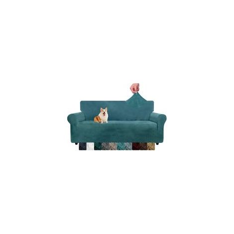 Housse de Canapé Velours 3 Places Housse Extensible, Gris Argenté, Confortable et Douce, Pour Salon Chic