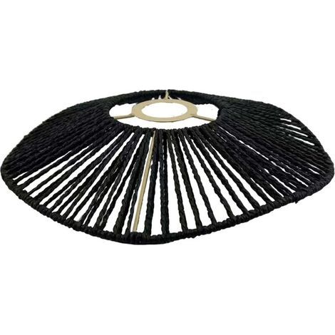 Handwoven rope lampshade, rustic ceiling lampshade, handmade decor, table lamp, pendant lamps, hanging lampshade for E27, black (1/4)