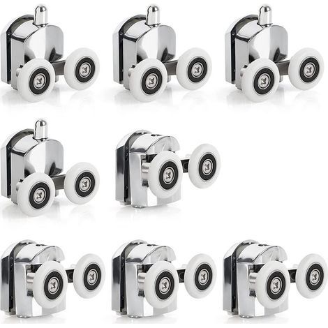 Set mit 8 Rollen für obere und untere Duschabtrennungen, 23 mm (4 oben und 4 unten) (23 mm - 8 Stück) (doppelt 23 mm - 8 Stück) (1/5)