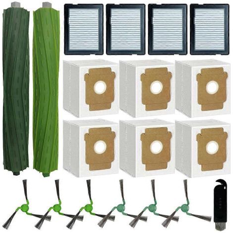 Pièces de rechange pour aspirateur iRobot Roomba Max 705 Combo / 706 Combo : brosse principale, filtre HEPA et sacs à poussière.