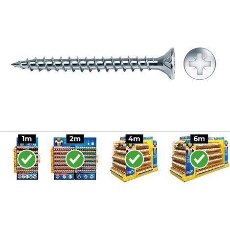 Boîte De 1000 Vis À Bois Pz Fraisées Din/Ref Vlox 3.5x20 Acier Zinqué + Lubr. Celo (1/3)