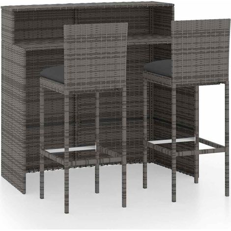 Maison Exclusive - Set Bar da Giardino 3 pz con Cuscini Grigio (1/5)
