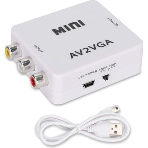 Mini Convertisseur VGA AV, Adaptateur Composite TV pour Projecteur (Blanc) (1/5)