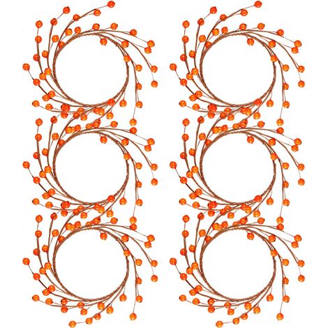 Couronne De Baies Artificielles - Diamètre 10 cm - Pour Bougies Pilier - Rouge Et Orange - Lot De 4 (1/5)