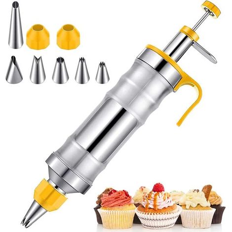 Tortendekorationsset enthält 6 Edelstahl Tüllen für müheloses und schnelles Spritzen einfach zu verwenden gelb zum Dekorieren von Torten, Cupcake (1/5)