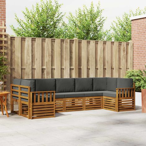 Ecksofa Set 7 pcs Natur und Anthrazit Massivholz Akazie (1/5)