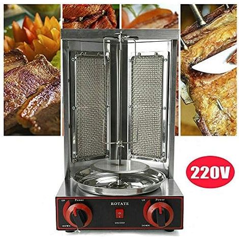 Máquina de kebab vertical con interruptor de control de temperatura y horno de asar, 3000 W, alimentación a gas o eléctrica (1/5)