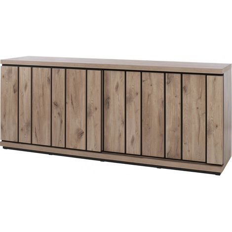 PHILEAS - Buffet 2 Portes Coulissantes Effet Claustra Finition Canyon (1/5)