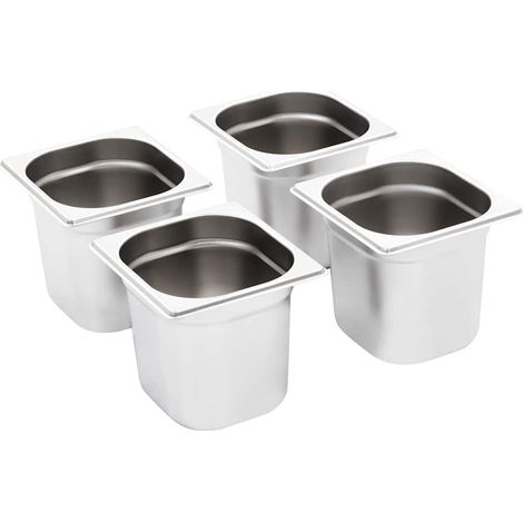 vidaXL Bandejas Gastronorm 8 unidades GN 1/6 150 mm acero inoxidable (1/2)