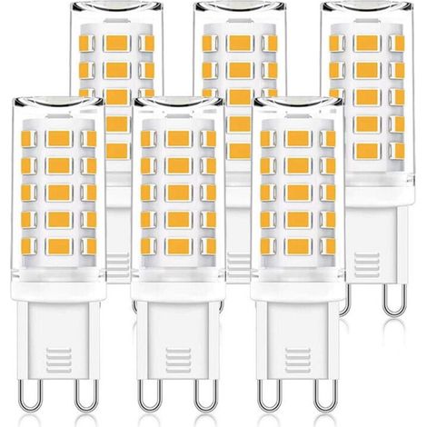 Ampoules LED G9, 5 W équivalent à une lampe halogène de 50 W, 15,5 mm x 51 mm, blanc chaud 3 000 K, 500 lm, non variable, sans scintillement, CA/CC 220-240 V, lot de 6 (1/4)