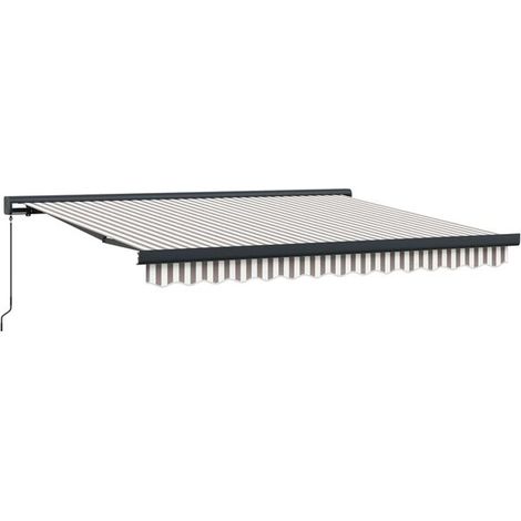 Store banne rétractable, gris clair et blanc, 300 x 250 cm (1/5)