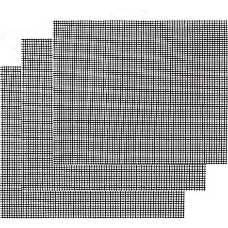 Grille Barbecue Tapis de Cuisson Antiadhésif 3 Pièces - Feuille de Cuisson Réutilisable Résistante à la Chaleur de Gril, pour Le Barbecue D'intérieur et Extérieur (Noir, 42 36cm) (1/5)