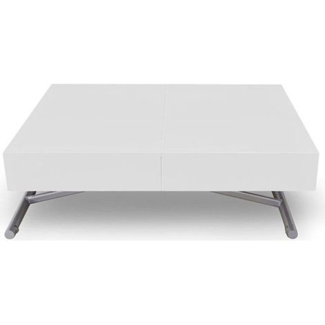 Table Basse Relevable "Lift" 120-190cm Blanc (1/5)