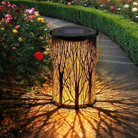 Lanterne Solaire de Jardin, 1 Pièce Lumière Extérieure Solaire IP44 Étanche Suspension LED Décorative pour Terrasse, Cour, Allée, Blanc Chaud [Classe Énergétique A++] (1/5)