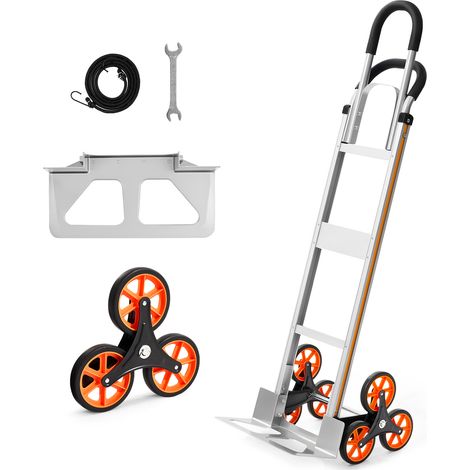 VEVOR Carretilla de Mano Plegable con Asa Telescópica, Carga Máxima 150 kg, Carro Sube Escaleras Marco Resistente de Aleación de Aluminio con 6 Ruedas y 2 Cuerdas, para Oficina Compra Hogar y Almacen (1/5)