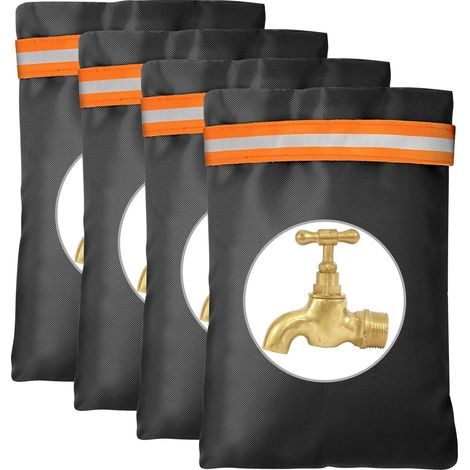 Housse de Robinet pour L'extérieur, 4pcs Couvercle Antigel pour Robinets avec Bande Réfléchissante, Housse de Robinet de Jardin Imperméable pour Protection Contre Le Gel en Hiver 20cmx15cm (1/5)
