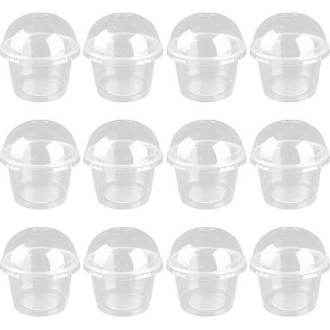 Lot de 20 tasses à gâteaux jetables avec couvercles, pour desserts, crèmes glacées et salades.-9.50X9.50X6.40CM-transparent (1/3)