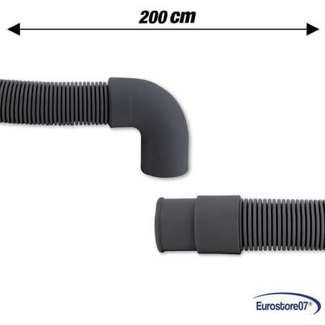 TUBO DI SCARICO ACQUA cm 200 PER LAVATRICE CON CURVA UNIVERSALE INNESTO   19 MM
