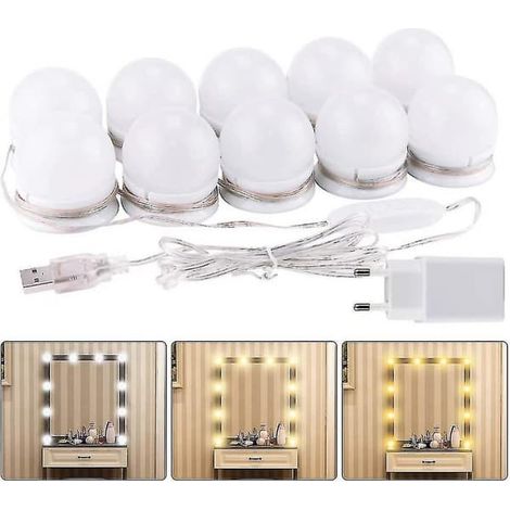 LYERCW - Lampe de maquillage LED compatible avec miroir style Hollywood, 2 à 14 ampoules à intensité variable (lampe seule, miroir non inclus), 6 lumièresMGF (1/3)